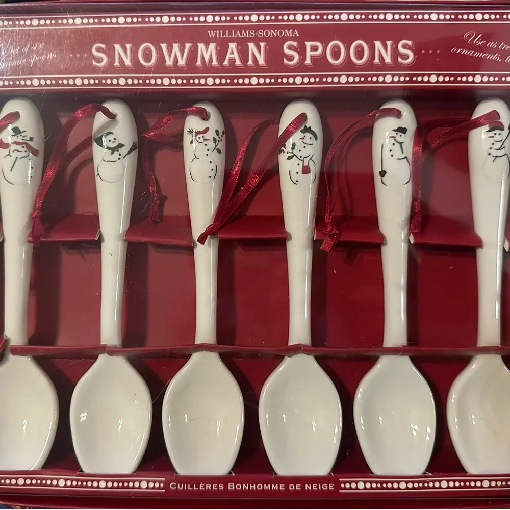 Set of 2 boxes NWT 2000s William-Sonoma Snowman Spoons